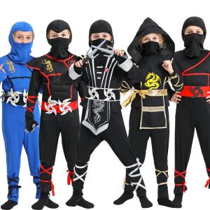 New Halloween Cosplay Anime Costume Children Performance Ninja Samurai Outfit Pulling Cart Anime Dress up Clothes