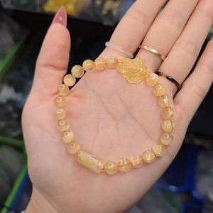 Q329 Vòng Tóc Vàng 7li mix lu thống hồ ly Thạch Anh Tóc Vàng cho Thổ và Kim - Phong Thuỷ TUDO P