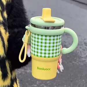 UCOCOLLA COD  termos tahan panas & dingin tumbler stainless 316 Botol Air Minum Lucu Tahan Panas 600 ml Lapisan keramik Memberikan sedotan