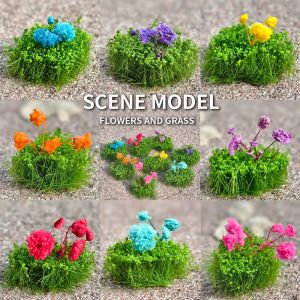 3pcs/lot Miniature Flower Cluster Artificial Plants for Diy Model Making/Train Layout/Garden Decoration/Diorama Random Colors