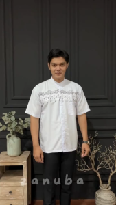 Baju Koko Dewasa Lengan Pendek Bordir Motif Akar Terbaru