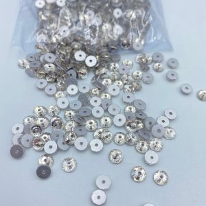 STONE KACA KRISTAL MOTIF BULAT LANCIP BOLONG LUBANG TENGAH UKURAN 4 MM PER LUSIN KUALITAS GRADE AA KILAU BAGUS