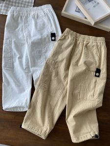 Pure Cotton Soft Slightly Elastic ~ Slub Pattern Boy Loose Casual Pants Early Autumn Trousers 110-170 Childrens