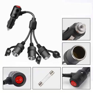 SEAMETAL 180W High Power Car Lighter Splitter 1 To 3 Sockets 12V/24V Fast Charger Power Adapter with Switch