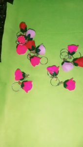 GANTUNGAN KUNCI BUNGA MAWAR FANTA FLANNEL KEYCHAIN FLANEL HADIAH DARK PINK ROSE TERMURAH
