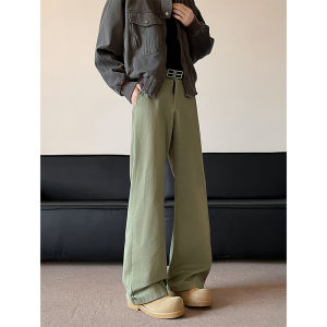 JIARONG | Khaki Cotton American Straight Slim Fit Flared Jeans Mens