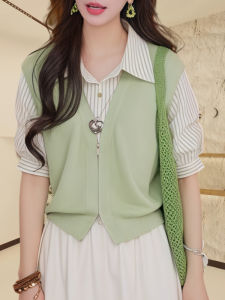 Áo Sơ Mi Nữ Tay Dài Thời Trang Mùa Hè Mới Màu Tương Phản Nối Dài Dáng Thon Gọn Đa Năng Áo Cổ Polo Thường Ngày