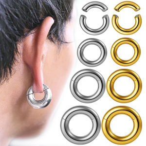 1PC Stainless Steel Ear Weights Silvery/Golden Hoop Earring Piercings Magnetic Heavy Ear Weight Hollow Earlobe Expander Jewelry
