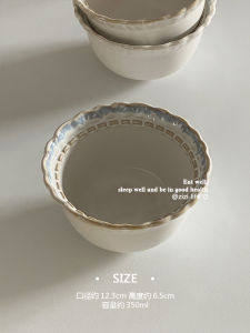 Retro Blue Series Large Size Ceramic Bowl Nordic Style Elegant Rice Bowl Dry Rice Bowl High Aesthetic Value Dining Utensils