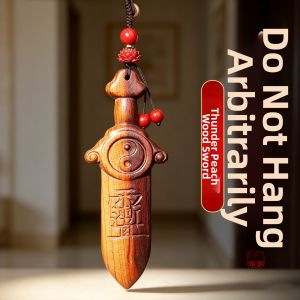 WANSHIXIANG | Natural Lightning Wood Peachwood Sword Pendant Small