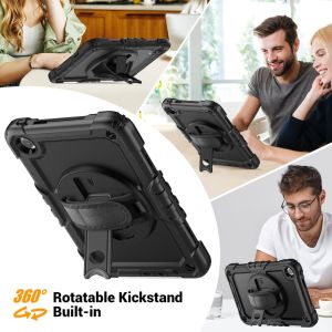 for Redmi Pad 2 SE 9.7 inch 2026 Case with Built-in Screen Protector360 Rotating Handle StandShoulder Strap Heavy Duty Full-Body Shockproof Protective Case for Xiaomi POCO Pad C1 9.7 2026