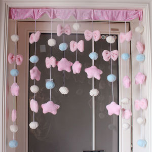 Cute Cartoon Star Butterfly Knot Bed Curtain Girls Bedroom Door Curtain Partition Decorative Fabric Door Curtain
