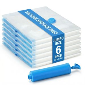 XMSJ | 6pcs Vacuum Storage Bags With Valve Transparent Folding Compressed Space Storage Bag Travel Seal Packet Organizers Towel Cloth