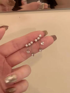 925 Silver Needle Pearl Earrings Asymmetric Design Smiling Arc Simple Match All Women Korean Style Fashion Jewelry Ear Jewelry