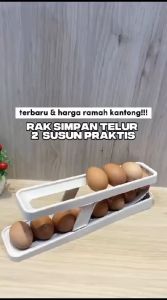 KUKE Tempat Penyimpanan Telur Tingkat Minimalis 2 Rak Penyimpanan Telur Otomatis