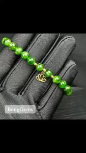 vòng tay nữ đá diopside tự nhiên mix charm sen vàng tây vòng tay đá phong thuỷ hợp mệnh mộc mệnh hoả trang sức thiết kế đủ hoá đơn thẻ bảo hành