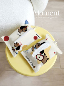 Cute Sausage Dog Fabric Tissue Box High Aesthetic Living Room Multi-Functional Car Mounted Hanging Tissue Holder Rectangular Shape