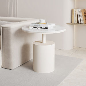 โต๊ะข้างสไตล์ครีมหรูหราขนาดเล็กสำหรับบ้าน โต๊ะข้างหินสร้างสรรค์ โต๊ะเล็กสำหรับห้องนั่งเล่น โต๊ะข้างแบบติดผนัง โต๊ะข้างแบบมีรูปแบบ