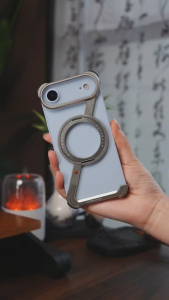 [Jlk] Z hình dạng khung kim loại Ốp điện thoại cho Iphone 18 17 không khí 16 15 14 13 Pro Max khung kim loại sang trọng khung kim loại với nắp giá đỡ từ tính MagSafe Case