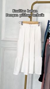 Rok Skirt Panjang Ruffle Polos Anak Perempuan 3-13 Tahun