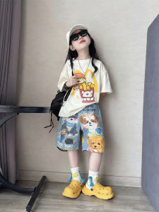 ZIRUIBABA | Cute Summer Girls Jean Shorts Set for Big Kids
