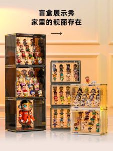 ชั้นวางโชว์กล่องเก็บของแบบใสมีไฟกล่องโชว์ popmart แบบประกอบและลงสีเอง