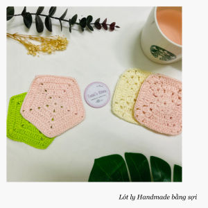 Handmade - Đế lót ly thủ công mẫu Tứ và Ngũ giác -  Làm bằng sợi cotton - Miếng lót ly thấm hút tốt