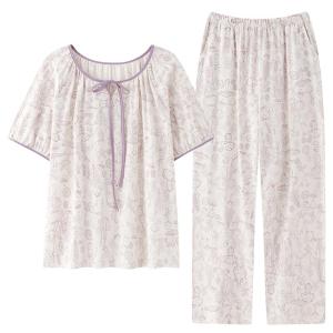 Miiow | MiiOW Silk Sleepwear Womens Summer New Style Cool Feeling Short Sleeve Home Clothes Set Comfortable Breathable Cotton Rayon Blend