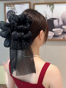 Korean Long Bow Ribbon Ponytail Tie Hairpin Hair Ribbons Hair Clips Headwear for Sweet Girls