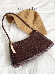 Contourlines Turtleneck Garden French Reticulated Woven Single Shoulder Underarm Bag Vintage Artistic Style Soft Handle