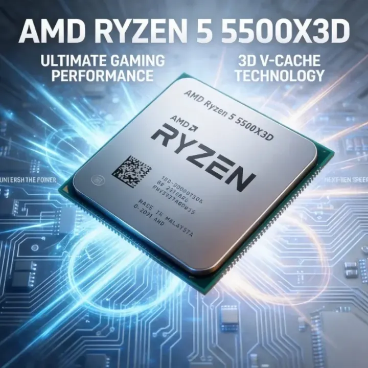AMD | AMD Ryzen 5 5500X3D R5 5500X3D 96MB Large L3 Cache 6 Core 12 Thread 105W 7nm AM4 Gaming Desktop CPU No Fan