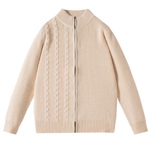 HENGYUANXIANG | Hengyuanxiang Knitted Cardigan Sweater Mens Thickened Autumn Winter Stand Collar Striped Top Fashionable Urban Style Long Sleeve