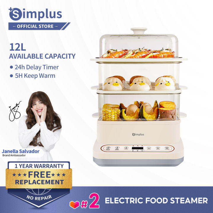 Simplus Electric Food Steamer Siomai Steamer Multifunction Smart Timer