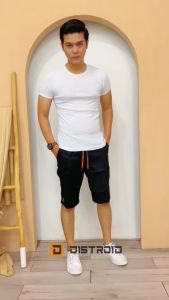 Distroid Celana Chino Rib Pendek Pria Chinos Katun Melar Cowok Dewasa Pinggang Karet