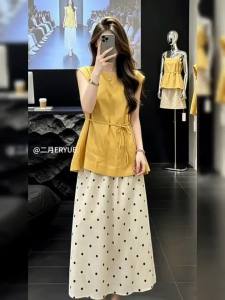 NIUVIES | Sleeveless Polka Dot Long Dress