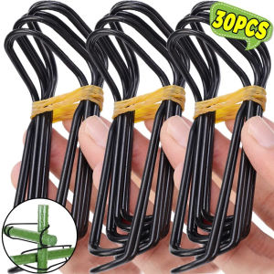 Dizoey 30/10x Garden Trellis Clips Plant Vine Stakes Connectors Galvanized Steel Gardening Vegetable Climbing Vine Support Metal Wire Buckles