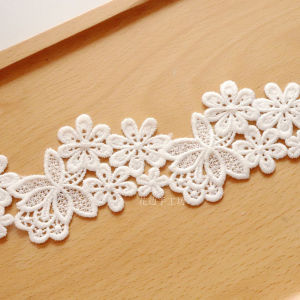 Ruy Băng Ren Tay Trắng Lụa Sữa Tan Trong Nước 57cm Thêu Thủ Công Vải DIY Hoa Họa Tiết Trung Quốc Đại Lục Ruy Băng Ren