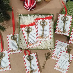 10/20sets Vintage Santa Claus Christmas Ornaments Bulk Santa Key Decorations for Christmas Eve Decor Holiday Party Favors