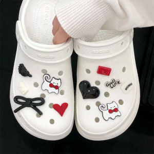 Cute Kitten Hole Shoes Accessories Crocs Carluo Chi Kids Slippers DIY Decorative Accessories Sandals Ornament Cat