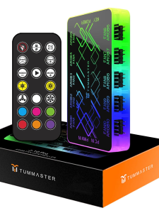 Dual SATA10Port PWM Fan Controller 4-Pin 5V/12V ARGB Fan Hub With Magnetic Attachment & Remote Control Lights For PC