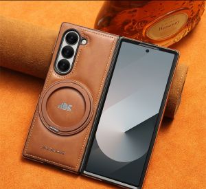 For Samsung Galaxy Z Fold 6 5 4 3 folding screen Phone Protective Case Rotating Magnetic BracketWireless Charging Leather Case