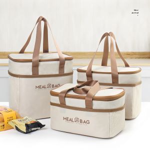 Portable lunch bag food insulated box Waterproof shoulder strap insulated box hand-held lunch box bag fresh aluminumA-DH