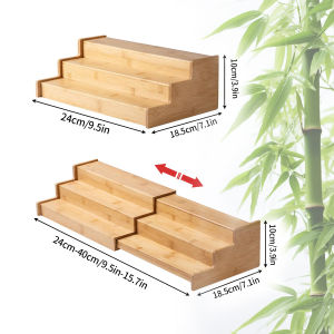 LMETJMA | LMETJMA Cabinet Spice Rack 3 Tier Expandable Bamboo Spice Rack Kitchen Spice Shelf Organizer Seasoning Storage Stand Holder