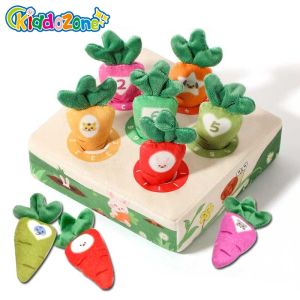 KiddoZone Childrens Early Education Plush Harvest Carrot Toys 0-3-year-old Baby Hand Training Digital Cognitive Pairing Preschool Learning Fine Motor Skills Game