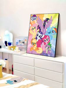 My Little Pony Family DIY Digital Oil Painting Cartoon Handmade Coloring Decorative Artwork Modern Minimalist Frame Included