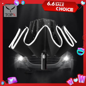 Windproof Reverse Automatic Umbrella Rain Women Men Car Large Business 3Folding Umbrellas 10 Ribs Reflective Stripe Paraguas