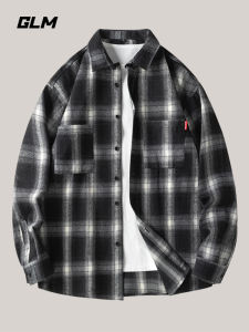 GLM Plaid Long Sleeve Shirt Mens Stylish Winter Outerwear Casual Loose Fit Youthful Popular Polyester Cotton Blend Wear Resistant