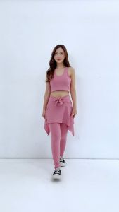 Legging Yoga Asymetris dengan Rok Pendek - Nyaman & Stylish - Warna Solid