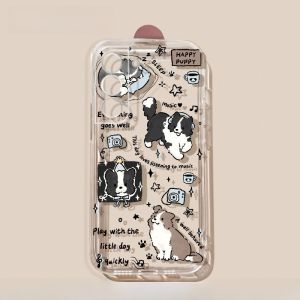 Ultra-Thin Transparent Soft Silicone Phone Case for Samsung S24 Ultra S23 plus S22 S21 plus S20FE S10 plus Cute English Dog Galaxy Protective Cover 5G Women