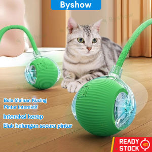 Byshow Automatic Cat Toy Ball Smart Interactive Kitten Play with Motion Sensor USB Rechargeable Chew-Proof Safe Material Imitates Mouse Tail for Training Mainan Kucing Auto Bola Kucing Pintar USB Caj Semula 电动逗猫球